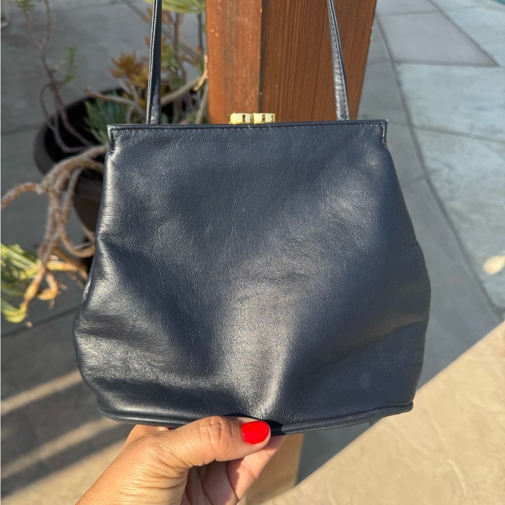 Giani Bernini Vintage Blue Pearl Vegan Leather Retro Shoulder Bag Gold Hardware - Picture 3 of 7